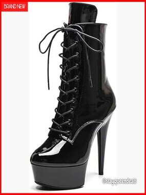 6-Inch Platform Pole Dance Boots, Lace-Up Ankle Strap, True to Size
